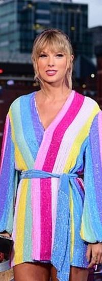 Sparkle like Taylor Swift in a rainbow sequin wrap dress by Retrofete |  MailOnline